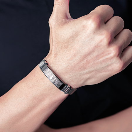 Bratara inox cu placuta neagra si cruce decupata [1]