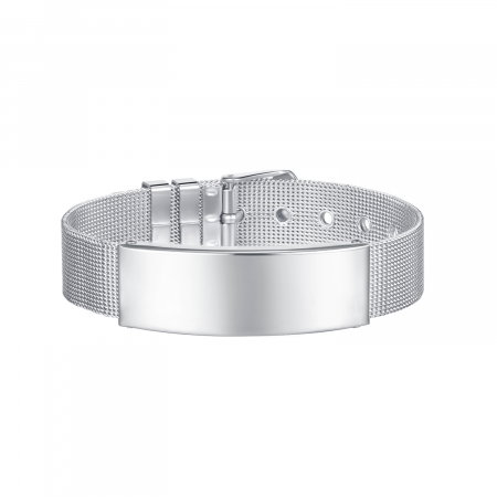 Bratara reglabila din inox cu placuta argintie