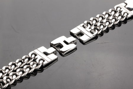 Bratara inox ajustabila cu placuta inscriptionabila si lant dublu [2]