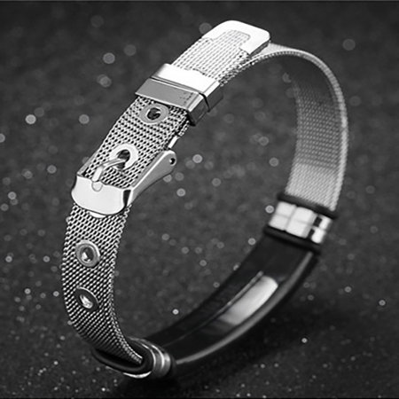 Bratara inox cu placuta neagra si cruce aurie [3]