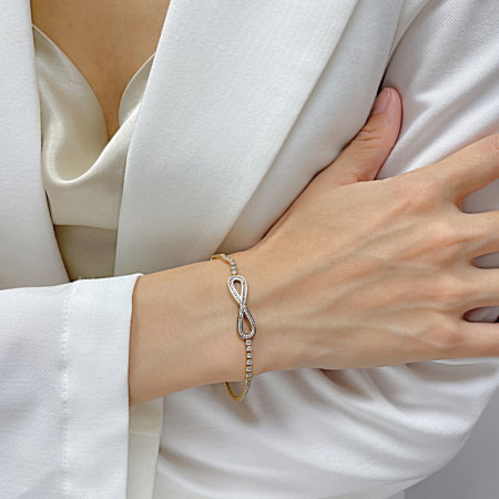 Bratara tennis inox cu zirconii si infinit [2]