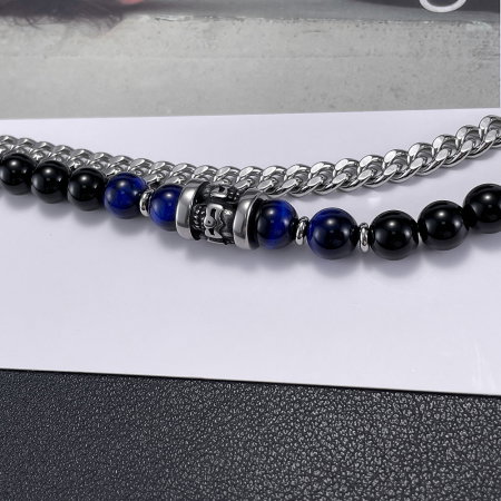 Bratara inox dubla cu Ochi de Tigru si Onix [2]