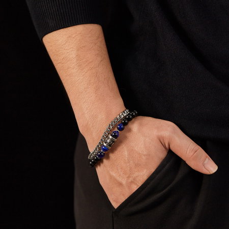 Bratara inox dubla cu Ochi de Tigru si Onix [7]