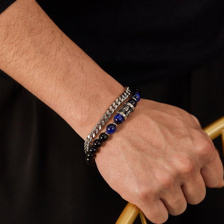 Bratara inox dubla cu Ochi de Tigru si Onix [3]