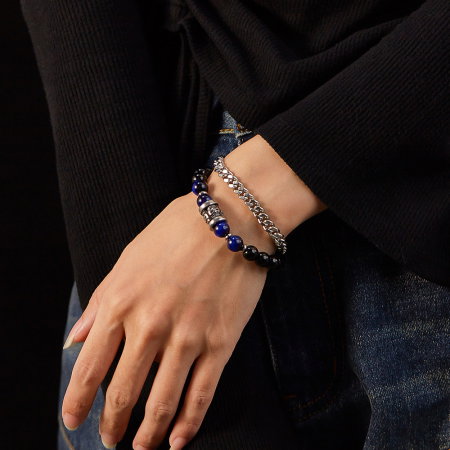 Bratara inox dubla cu Ochi de Tigru si Onix [1]