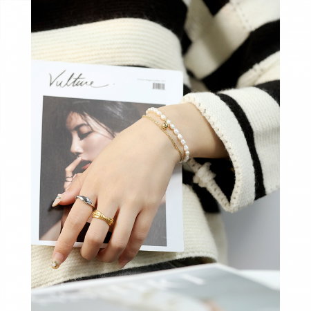 Bratara inox dubla cu perle naturale [2]