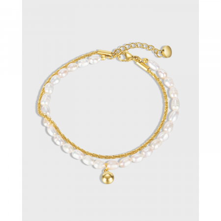 Bratara inox dubla cu perle naturale [4]