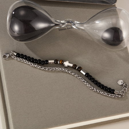 Bratara inox dubla reglabila cu Ochi de Tigru si Cruce [5]