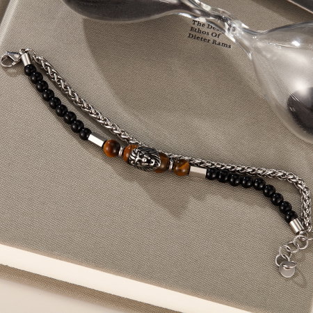Bratara inox dubla reglabila cu Ochi de Tigru si Leu [12]