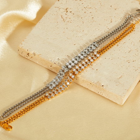 Bratara tennis inox dubla si reglabila cu zirconii [10]