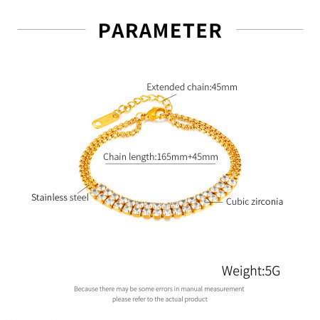 Bratara tennis inox dubla si reglabila cu zirconii [7]