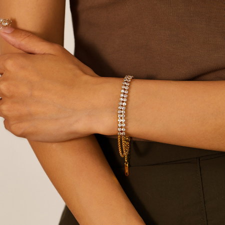 Bratara tennis inox dubla si reglabila cu zirconii [1]