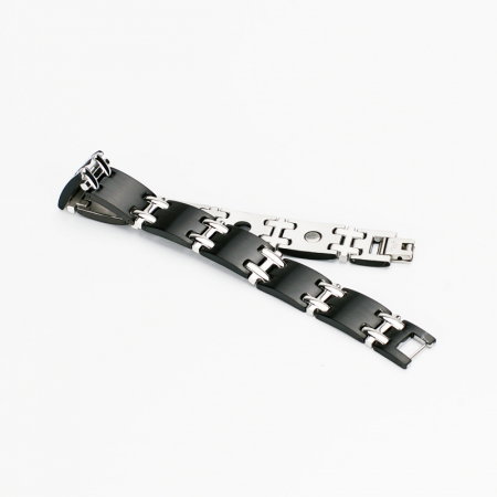 Bratara inox eleganta in 2 tonuri cu magneti, turmalina, germaniu si anioni [1]