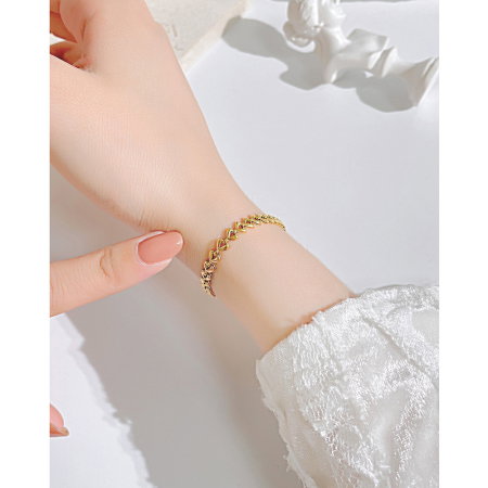 Bratara inox Frunza de Maslin placata cu Aur 18 k – Stralucire si Eleganta Naturala [6]