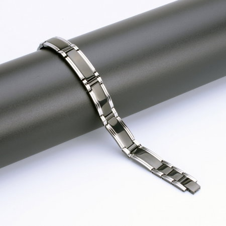 Bratara inox in 2 tonuri cu magneti, turmalina, germaniu si anioni [4]