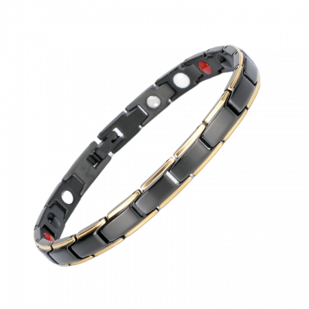 Bratara inox in 2 tonuri cu magneti, turmalina, germaniu si anioni