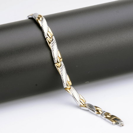 Bratara inox in 2 tonuri cu magneti, turmalina, germaniu si anioni [3]