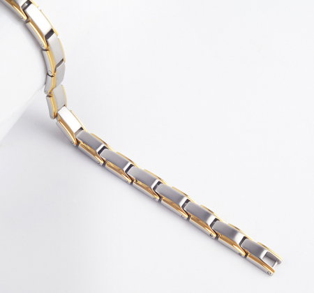 Bratara inox in 2 tonuri cu magneti, turmalina, germaniu si anioni [2]