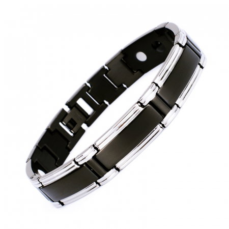 Bratara inox in 2 tonuri cu magneti, turmalina, germaniu si anioni [5]