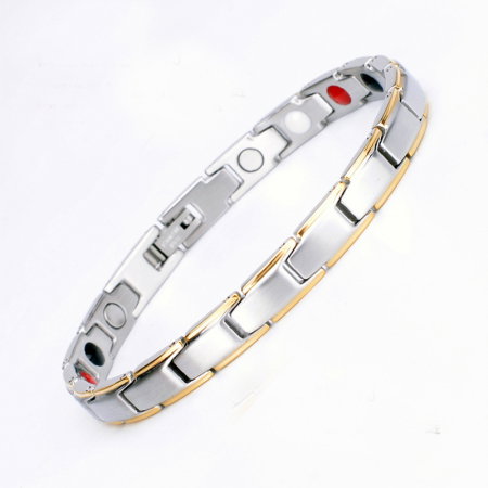 Bratara inox in 2 tonuri cu magneti, turmalina, germaniu si anioni [3]