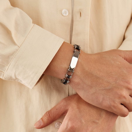 Bratara inox Lant Moto cu Placuta – Forta si Masculinitate [1]