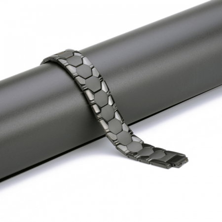 Bratara inox neagra cu magneti, turmalina, germaniu si anioni [5]