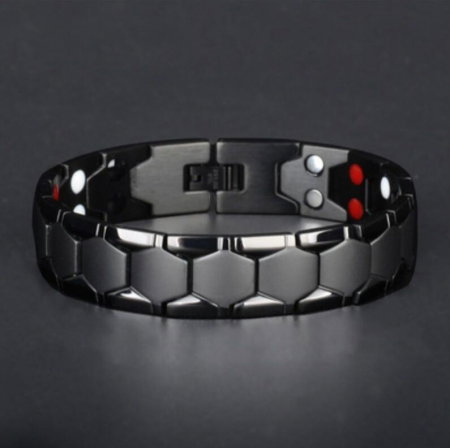 Bratara inox neagra cu magneti, turmalina, germaniu si anioni [6]