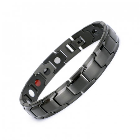 Bratara inox neagra cu magneti, turmalina, germaniu si anioni [3]