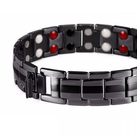 Bratara inox neagra cu magneti, turmalina, germaniu si anioni [1]