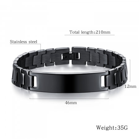 Bratara inox eleganta, neagra si cu placuta [6]