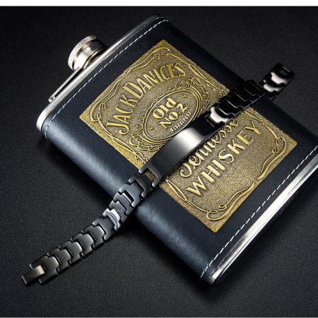 Bratara inox eleganta, neagra si cu placuta [3]