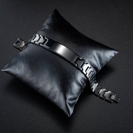 Bratara inox eleganta, neagra si cu placuta [9]