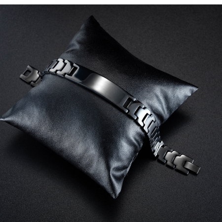 Bratara inox eleganta, neagra si cu placuta [5]