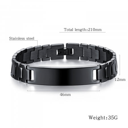 Bratara inox neagra de 21 cm lungime si 12 mm latime [7]