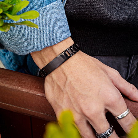Bratara inox neagra de 21 cm lungime si 12 mm latime [6]