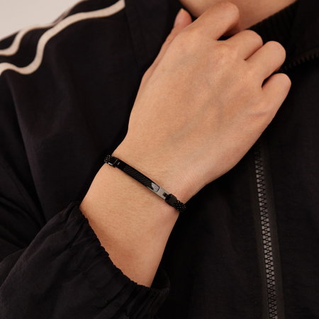 Bratara inox Plasa Neagra cu Placuta Carbon – Eleganta si Forta Urbana [4]