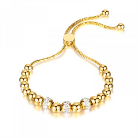 Bratara inox reglabila cu bilute si zirconii
