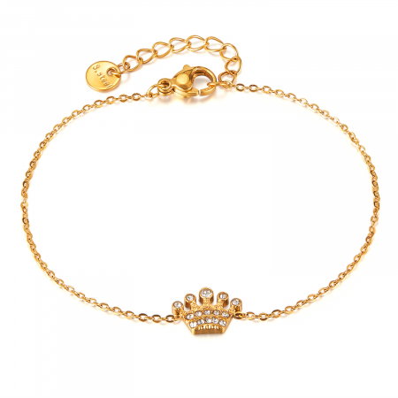 Bratara inox reglabila cu coroana si zirconii