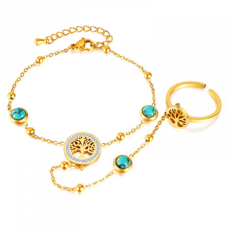 Bratara inox reglabila cu inel si Copacul Vietii