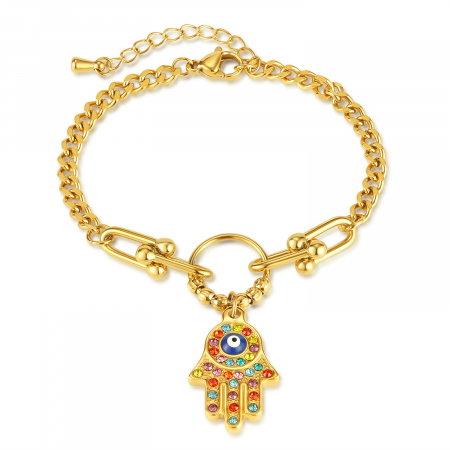 Bratara inox reglabila cu Mana Fecioarei Maria si Zirconii