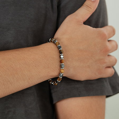 Bratara inox reglabila cu Ochi de Tigru si Hematite [7]