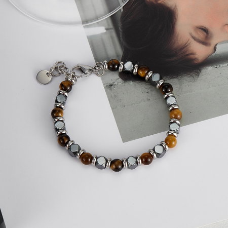 Bratara inox reglabila cu Ochi de Tigru si Hematite [13]