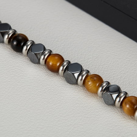 Bratara inox reglabila cu Ochi de Tigru si Hematite [2]