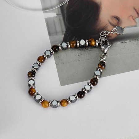 Bratara inox reglabila cu Ochi de Tigru si Hematite [4]