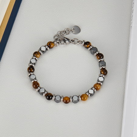 Bratara inox reglabila cu Ochi de Tigru si Hematite [10]