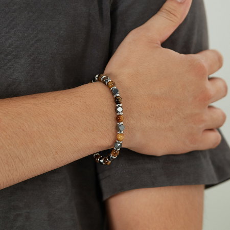 Bratara inox reglabila cu Ochi de Tigru si Hematite [3]