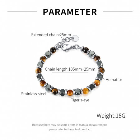Bratara inox reglabila cu Ochi de Tigru si Hematite [8]