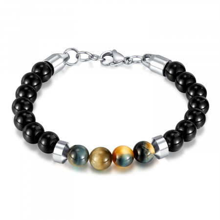 Bratara inox reglabila cu Ochi de Tigru si Onix