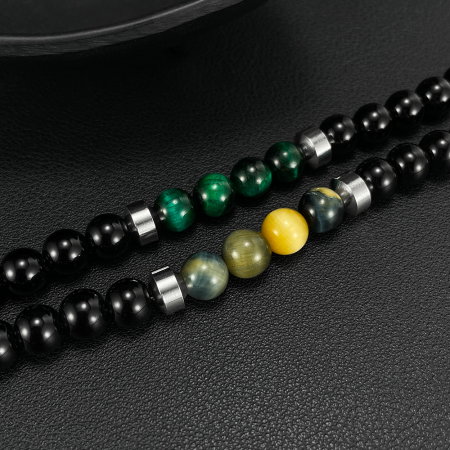 Bratara inox reglabila cu Ochi de Tigru si Onix [5]