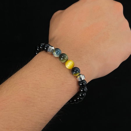 Bratara inox reglabila cu Ochi de Tigru si Onix [3]